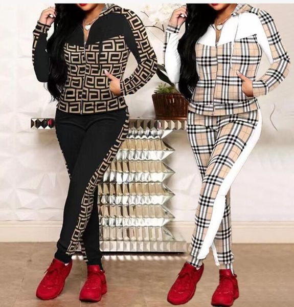 women's tracksuits new casual lattice geometric pattern hooded sports long-sleeve zipper suit contrast color patchwork 2 two piece set, Gray
women's tracksuits new casual lattice geometric pattern hooded sports long-sleeve zipper suit contrast color patchwork 2 two piece set, Gray