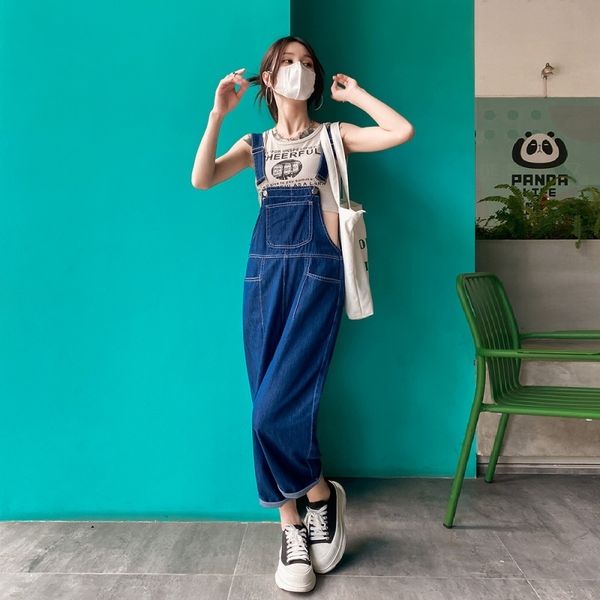 women's jeans suspender pant thin loose slimming wide leg denim cropped casual overalls jumpsuits pockets coverall 230206, Blue
women's jeans suspender pant thin loose slimming wide leg denim cropped casual overalls jumpsuits pockets coverall 230206, Blue