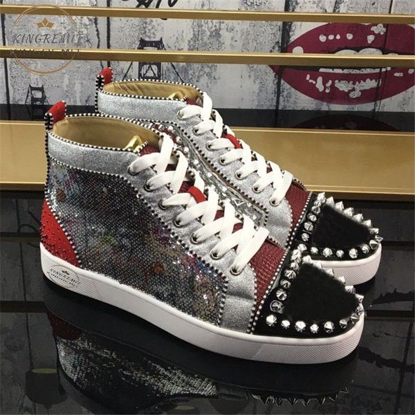 designer shoes studded spikes flat sneakers men women high cut suede trainers party lovers wedding sneaker leather rivet shoe, Black
designer shoes studded spikes flat sneakers men women high cut suede trainers party lovers wedding sneaker leather rivet shoe, Black