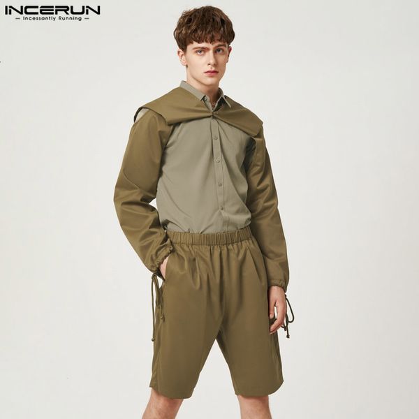 men's tracksuits 2023 sets solid color long sleeve v neck irregular crop shirt shorts 2pcs streetwear fashion casual suits 5xl incerun, Gray
men's tracksuits 2023 sets solid color long sleeve v neck irregular crop shirt shorts 2pcs streetwear fashion casual suits 5xl incerun, Gray