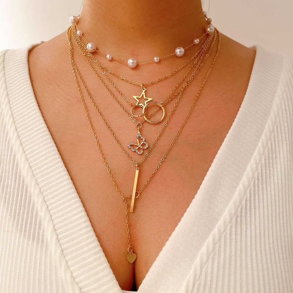 5pcs/set butterfly hollow chain choker for women boho metal gold color pendant necklaces set trendy party jewelry gift 0206, Silver
5pcs/set butterfly hollow chain choker for women boho metal gold color pendant necklaces set trendy party jewelry gift 0206, Silver