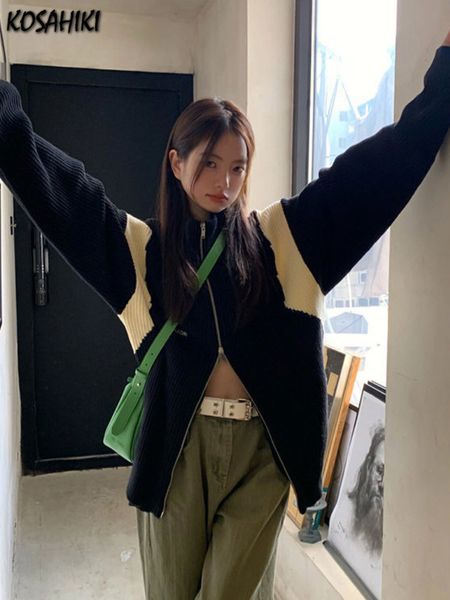 women's knits tees y2k aesthetic knit sweater coat womens harajuku contrast color cardiganzipper casual outwear autumn soft loose grung, White
women's knits tees y2k aesthetic knit sweater coat womens harajuku contrast color cardiganzipper casual outwear autumn soft loose grung, White
