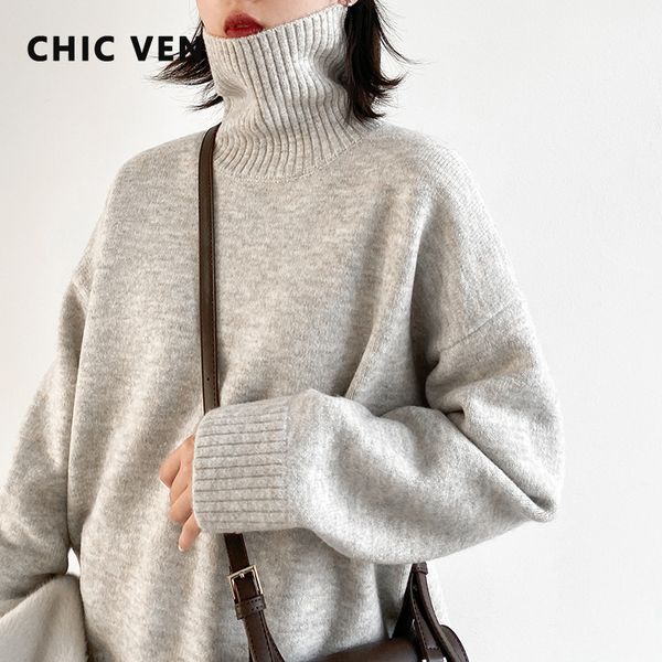 women's sweaters chic ven korean sweater loose turtleneck warm solid pullover knitwear basic female autumn winter 230206, White;black 
women's sweaters chic ven korean sweater loose turtleneck warm solid pullover knitwear basic female autumn winter 230206, White;black