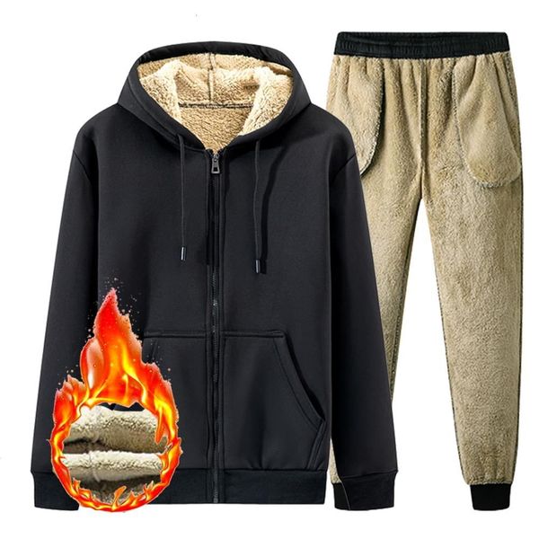 men's hoodies sweatshirts thicken winter warm sportsuit men hooded running set fleece jacket pants windproof loose sportswear 12 picsse, Black
men's hoodies sweatshirts thicken winter warm sportsuit men hooded running set fleece jacket pants windproof loose sportswear 12 picsse, Black