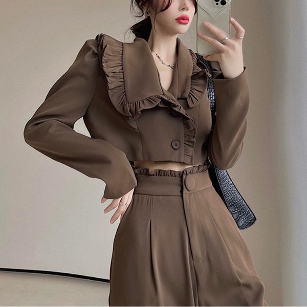 womens two piece pants autumn elegant set women high street vintage korean style suits casual crop blazers long wide leg 230207, White
womens two piece pants autumn elegant set women high street vintage korean style suits casual crop blazers long wide leg 230207, White