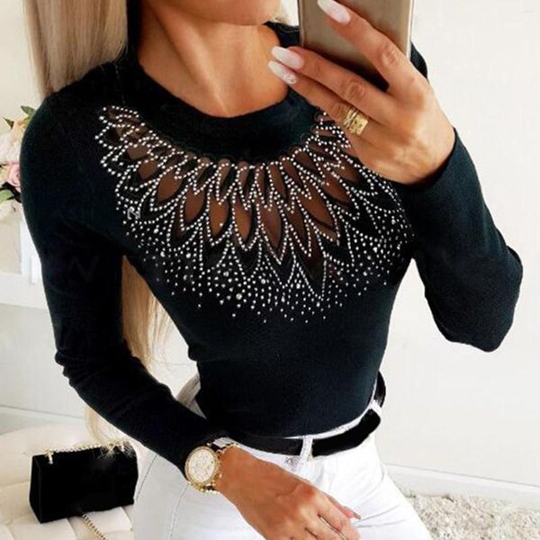women's blouses women knitted shirt clothing diamonds rhinestone ladies solid color long-sleeve autumn winter slim elegant blouse, White
women's blouses women knitted shirt clothing diamonds rhinestone ladies solid color long-sleeve autumn winter slim elegant blouse, White