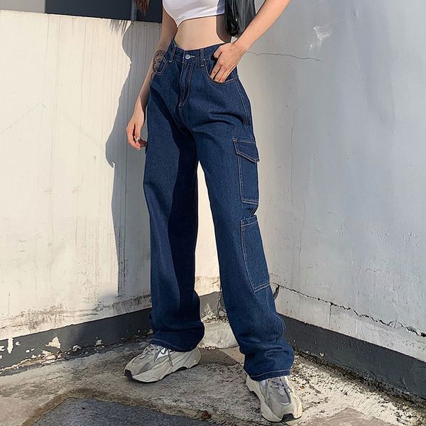 women's jeans casual stylish high waist straight wide leg solid color loose denim pants with big pockets for shopping daily wear 230206, Blue
women's jeans casual stylish high waist straight wide leg solid color loose denim pants with big pockets for shopping daily wear 230206, Blue