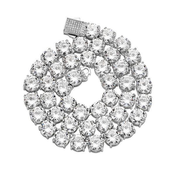 10mm gold chain row full zircon diamond tennis necklace hip hop nightclub fashion accessories for men and women, Silver
10mm gold chain row full zircon diamond tennis necklace hip hop nightclub fashion accessories for men and women, Silver