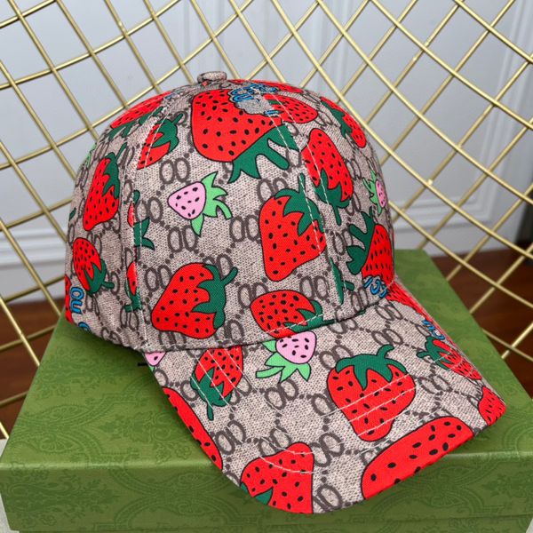 

designer caps baseball cap hats luxury ball cap strawberries designs sports style travel running wear hat temperament versatile multiple col, Blue;gray
