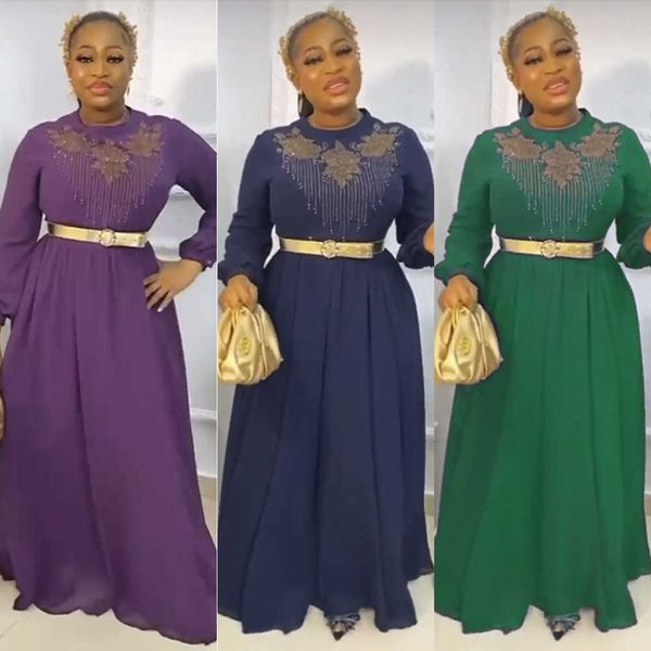 casual dresses new diamond embroidered long sleeved belt chiffon dress with round neck and large skirt 0111, Black;gray
casual dresses new diamond embroidered long sleeved belt chiffon dress with round neck and large skirt 0111, Black;gray
