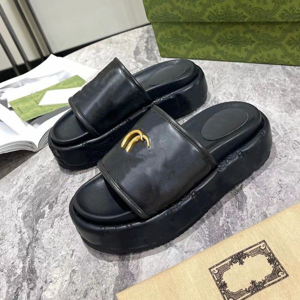 new fashion slippers luxury designer sandals outdoor non-slip beach shoes letter leather thick soles candy color rubber high heel platform 3, Black
new fashion slippers luxury designer sandals outdoor non-slip beach shoes letter leather thick soles candy color rubber high heel platform 3, Black