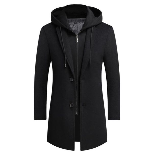 men's wool blends autumn winter men's hooded wool jacket autumn mens long windproof wool coat casual thick slim jacket male 230207, Black
men's wool blends autumn winter men's hooded wool jacket autumn mens long windproof wool coat casual thick slim jacket male 230207, Black