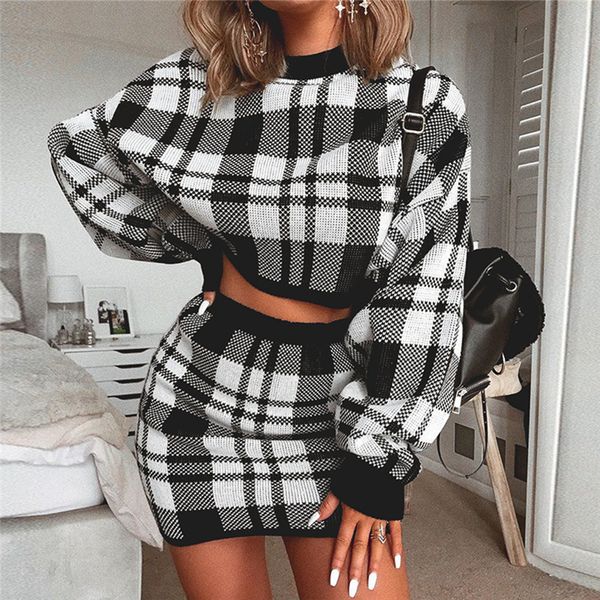 two piece dress knitted plaid 2 set women autumn elegant long sleeve mini winter female crop sweater warm 230208, White
two piece dress knitted plaid 2 set women autumn elegant long sleeve mini winter female crop sweater warm 230208, White
