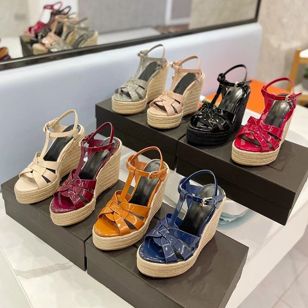 high heeled womens sandals classic patent leather red thick bottom light rope woven cross belt fishermans shoes luxury designer wild wedge c, Black
high heeled womens sandals classic patent leather red thick bottom light rope woven cross belt fishermans shoes luxury designer wild wedge c, Black