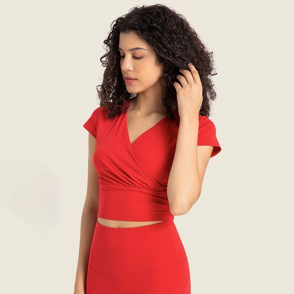 l-350 pa66 yarn fabric pleated yoga v neck sweatshirt women short sleeved shirt nude sense super-wide hem tee
l-350 pa66 yarn fabric pleated yoga v neck sweatshirt women short sleeved shirt nude sense super-wide hem tee