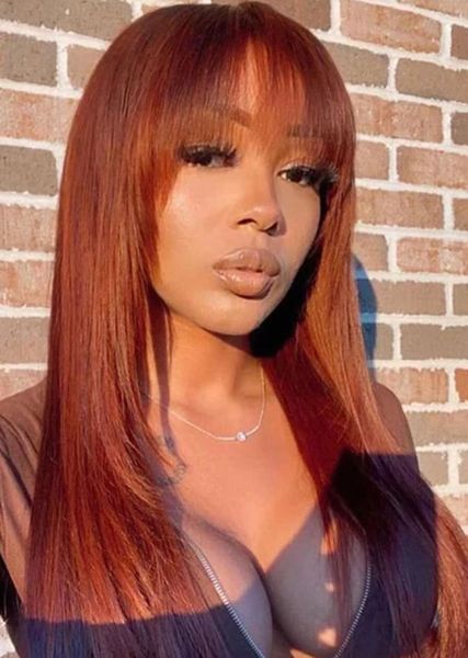 reddish brown straight wig with bangs layer cut glueless human hair 13x4 lace front wig, Black;brown
reddish brown straight wig with bangs layer cut glueless human hair 13x4 lace front wig, Black;brown
