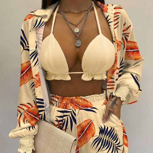 women's tracksuits summer suit printed lantern sleeve shirt shorts 3pc set swimsui women bikini tracksuit 230208, Gray
women's tracksuits summer suit printed lantern sleeve shirt shorts 3pc set swimsui women bikini tracksuit 230208, Gray