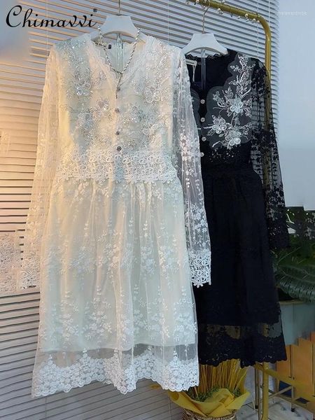 casual dresses autumn and winter oversized v-neck lace dress women high waist slimming heavy embroidery sequins crocheted midi, Black;gray
casual dresses autumn and winter oversized v-neck lace dress women high waist slimming heavy embroidery sequins crocheted midi, Black;gray