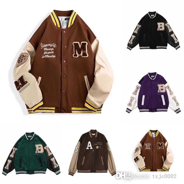 2023 designer 3xl mens baseball jackets varsity spring winter streetwear fashion loose splicing threaded cuffs coat plus size, Black;brown
2023 designer 3xl mens baseball jackets varsity spring winter streetwear fashion loose splicing threaded cuffs coat plus size, Black;brown