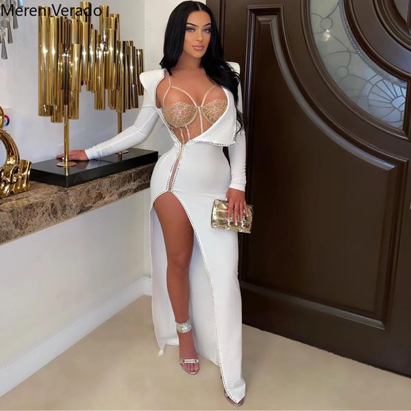 two piece dress meren verao women diamonds drill side high split midi maxi and lace bodysuit matching 2 set outfit 230208, White
two piece dress meren verao women diamonds drill side high split midi maxi and lace bodysuit matching 2 set outfit 230208, White