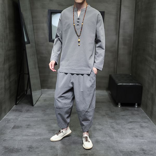 men's tracksuits springautumn chinese style wear coil button cotton and linen suit longsleeve tang tshirt twopiece set m5xl tz208 23020, Gray
men's tracksuits springautumn chinese style wear coil button cotton and linen suit longsleeve tang tshirt twopiece set m5xl tz208 23020, Gray