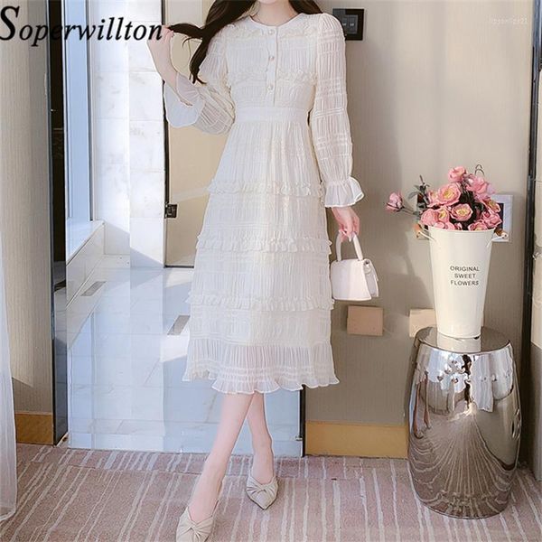 casual dresses vestidos elegant solid chiffon folds spring daliy ruffles button long sleeve female robe women's midi lady, Black;gray
casual dresses vestidos elegant solid chiffon folds spring daliy ruffles button long sleeve female robe women's midi lady, Black;gray