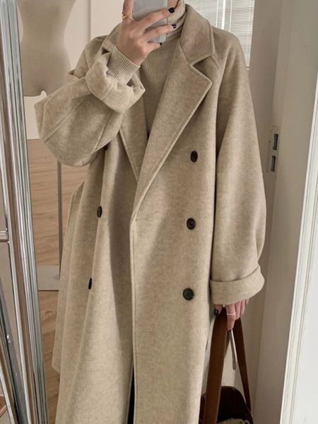 women s knits tees spring double row button loose lapel fashionable elegant woolen coat jackets long overcoat winter for 230208, White
women s knits tees spring double row button loose lapel fashionable elegant woolen coat jackets long overcoat winter for 230208, White