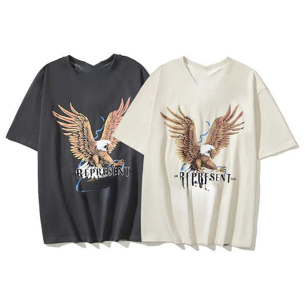 2023 eagle high street loose short sleeve t-shirt men's and women's summer ins fashion brand, White;black
2023 eagle high street loose short sleeve t-shirt men's and women's summer ins fashion brand, White;black