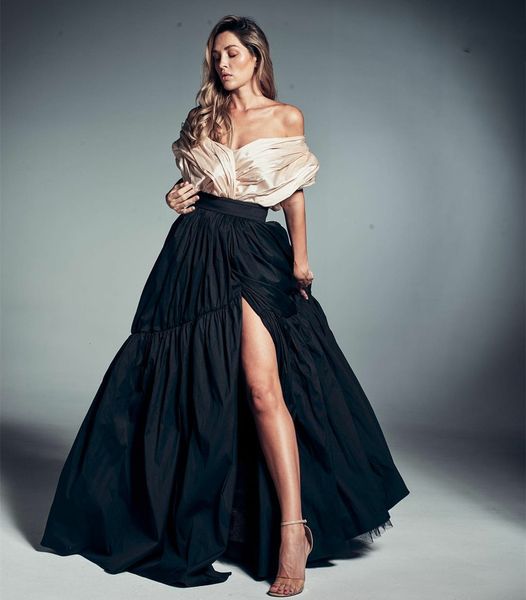 party dresses long taffeta evening with pockets aline floor length prom robe de for women 230208, White;black
party dresses long taffeta evening with pockets aline floor length prom robe de for women 230208, White;black