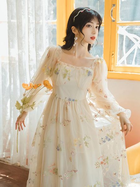 casual dresses lace mesh long sleeve embroidered dress retro romantic fairy french women square neck elegant party ladies, Black;gray
casual dresses lace mesh long sleeve embroidered dress retro romantic fairy french women square neck elegant party ladies, Black;gray