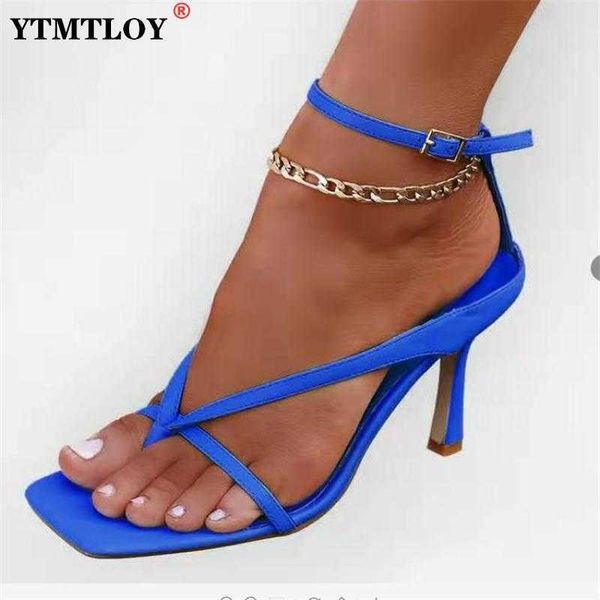 slipper ankle strap women sandal summer fashion brand thin high heel gladiator s, Black