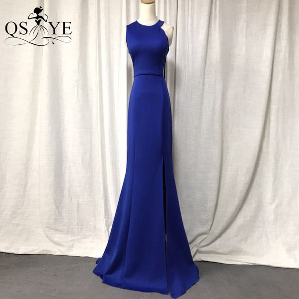 qsyye simple royal blue evening dresses stretch long party gown halter neck formal hollow out waist split women prom dress sleeveless, Black;red 
qsyye simple royal blue evening dresses stretch long party gown halter neck formal hollow out waist split women prom dress sleeveless, Black;red