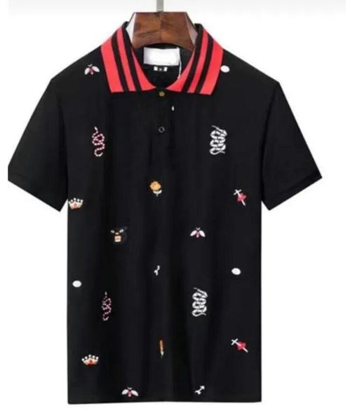 men's polos new plus 3xl size multi embroidery polo shirts man fashion design ribbed sleeves split hem stretch polos male, White;black 
men's polos new plus 3xl size multi embroidery polo shirts man fashion design ribbed sleeves split hem stretch polos male, White;black