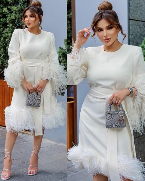 party dresses short crepe oneck evening with feathers sheath prom gowns robes de tea length dress 230208, White;black
party dresses short crepe oneck evening with feathers sheath prom gowns robes de tea length dress 230208, White;black
