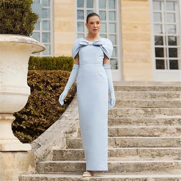 light sky blue evening dresses for women with classic cap sleeved bow straight long simple satin prom gowns vintage back split special occas, Black;red
light sky blue evening dresses for women with classic cap sleeved bow straight long simple satin prom gowns vintage back split special occas, Black;red