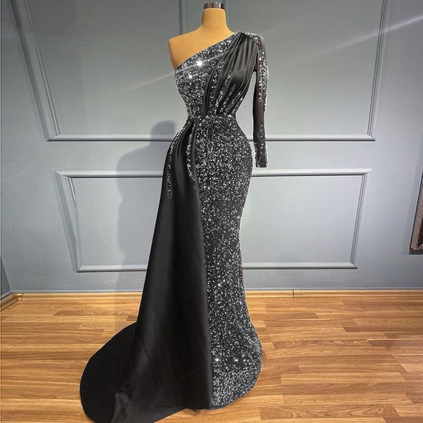 party dresses ladies evening sequin one shoulder long elegant wedding mermaid prom 230208, White;black
party dresses ladies evening sequin one shoulder long elegant wedding mermaid prom 230208, White;black