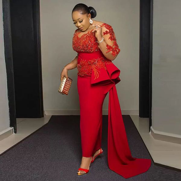 party dresses plus size arabic aso ebi prom red lace appliques sheer long sleeves sheath evening gowns sweep train women dress 230208, White;black
party dresses plus size arabic aso ebi prom red lace appliques sheer long sleeves sheath evening gowns sweep train women dress 230208, White;black
