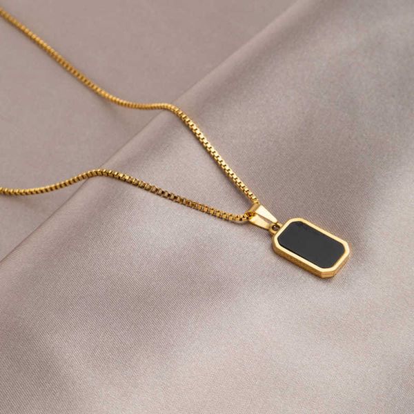 necklaces stainless steel minimalist square pendant korean black enamel women's gold color vintage necklace exquisite long jewelry gift, Silver
necklaces stainless steel minimalist square pendant korean black enamel women's gold color vintage necklace exquisite long jewelry gift, Silver