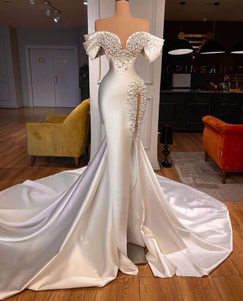 elegant mermaid wedding dresses sleeveless v neck off shoulder satin beaded pearls sequins appliques formal dresses bridal gowns plus size v, White
elegant mermaid wedding dresses sleeveless v neck off shoulder satin beaded pearls sequins appliques formal dresses bridal gowns plus size v, White