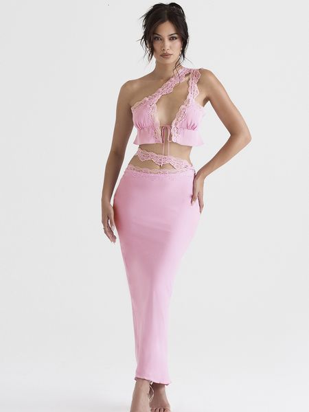 two piece dress lace 2 pieces set elegant pink one shoulder crop and long skirt satin evening night party dresse outfit 230208, White
two piece dress lace 2 pieces set elegant pink one shoulder crop and long skirt satin evening night party dresse outfit 230208, White