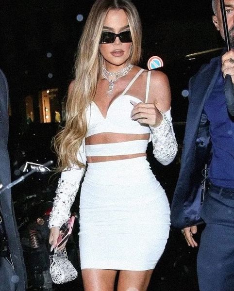 two piece dress 2023 diamonds gauze bandage 2 set s outfits halter half sleeve mini dress club 230208, White
two piece dress 2023 diamonds gauze bandage 2 set s outfits halter half sleeve mini dress club 230208, White