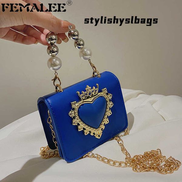 totes femalee klein blue metal heart crown mini bag for women fashion baroque style tote lady beading chain purse small flap handbags 020823
totes femalee klein blue metal heart crown mini bag for women fashion baroque style tote lady beading chain purse small flap handbags 020823