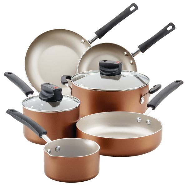 farberware easy clean steam vent cookware nonstick pots and pans set 14-piece copper
farberware easy clean steam vent cookware nonstick pots and pans set 14-piece copper