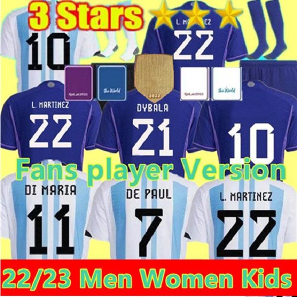 3 stars argentina soccer jersey final fans player version 2022 dybala martinez alvarez de paul football shirt 22 23 men women kids sets, Black;yellow
3 stars argentina soccer jersey final fans player version 2022 dybala martinez alvarez de paul football shirt 22 23 men women kids sets, Black;yellow