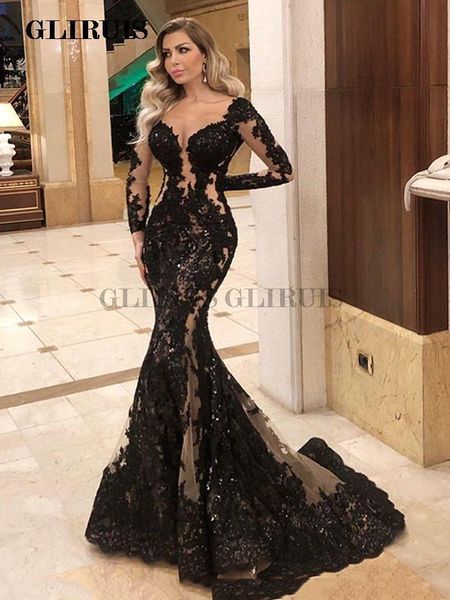 party dresses mermaid evening dress long sleeve black prom gowns robe de mariage robes 230208, White;black
party dresses mermaid evening dress long sleeve black prom gowns robe de mariage robes 230208, White;black