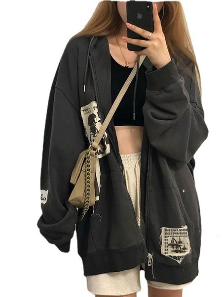women's hoodies sweatshirts zip up hoodie women sweatshirt oversized spring jacket retro coat goth harajuku y2k aesthetic clothes grung, Black
women's hoodies sweatshirts zip up hoodie women sweatshirt oversized spring jacket retro coat goth harajuku y2k aesthetic clothes grung, Black