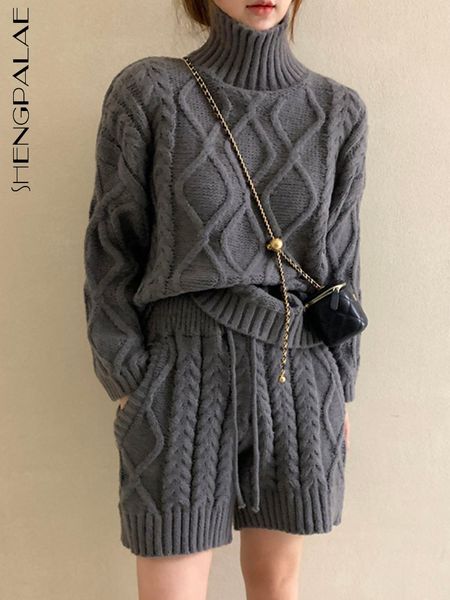 women's tracksuits shengpalae 2 sets high collar long sleeve sweater and waist knitted shorts pant korean 2023 spring women clothes 5r4, Gray
women's tracksuits shengpalae 2 sets high collar long sleeve sweater and waist knitted shorts pant korean 2023 spring women clothes 5r4, Gray