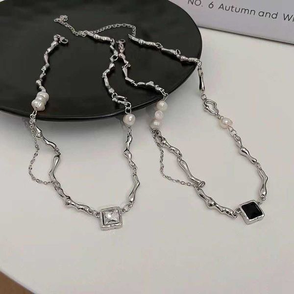 pendant necklaces square black white zircon pearl metal asymmetrical tassel chain necklace for women cool girl jewelry birthday gifts 0206, Silver
pendant necklaces square black white zircon pearl metal asymmetrical tassel chain necklace for women cool girl jewelry birthday gifts 0206, Silver