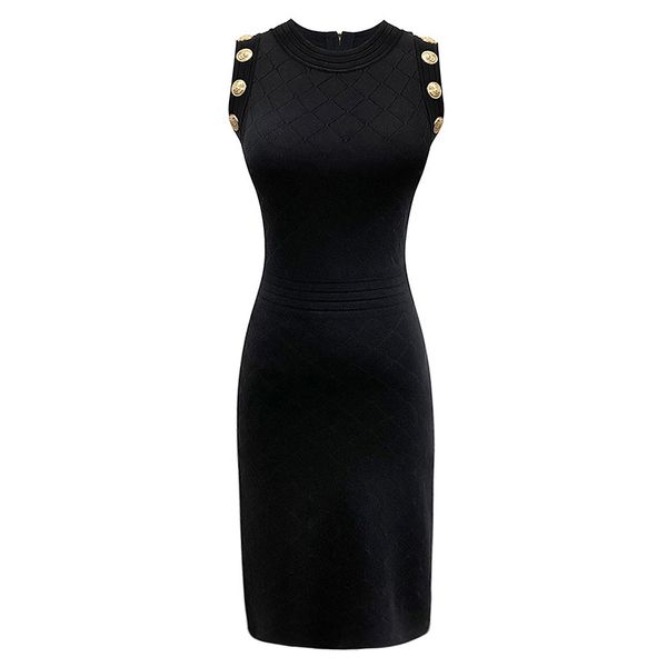 designer luxury women milan runway dresses sleeveless o neck lion head button female slim midi long sheath bodycon party club wear dress ves, Black
designer luxury women milan runway dresses sleeveless o neck lion head button female slim midi long sheath bodycon party club wear dress ves, Black