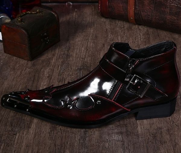 metal pointed ankle boots cow leather gentlemen office shoes fashion mens t stage boot shoe, Black
metal pointed ankle boots cow leather gentlemen office shoes fashion mens t stage boot shoe, Black